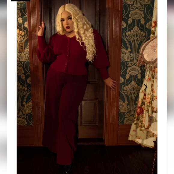 GUC Large Oxblood Black Widow Palazzo Pants - Picture 1 of 9